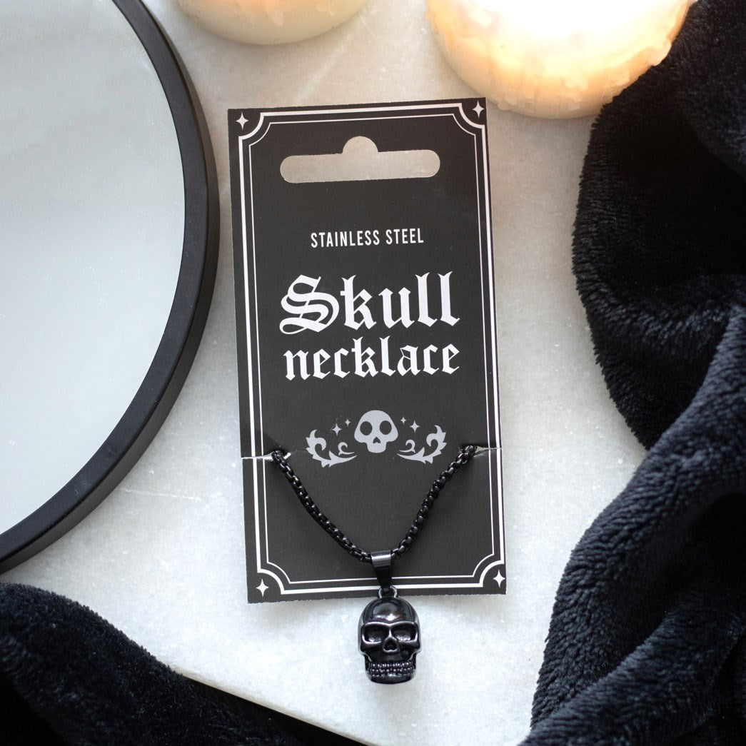 Gothic Gifts Black Stainless Steel Skull Necklace – Kate's Clothing