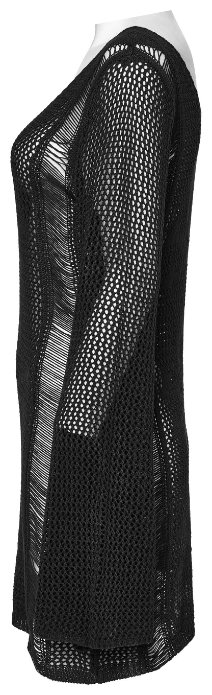 Punk Rave Teuta Skull and Crossed Bones Knitted Mesh Dress in Black