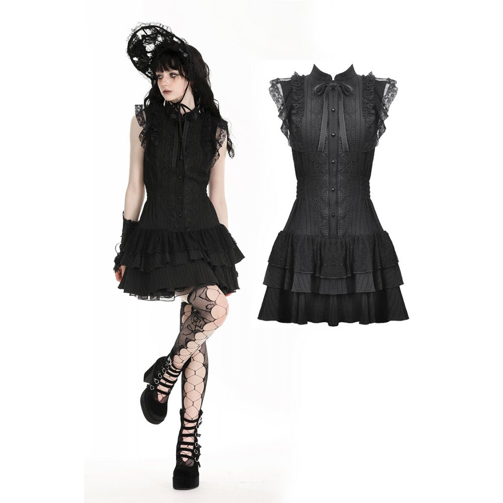 Dark in Love Diya Frilly Gothic Shirt Dress