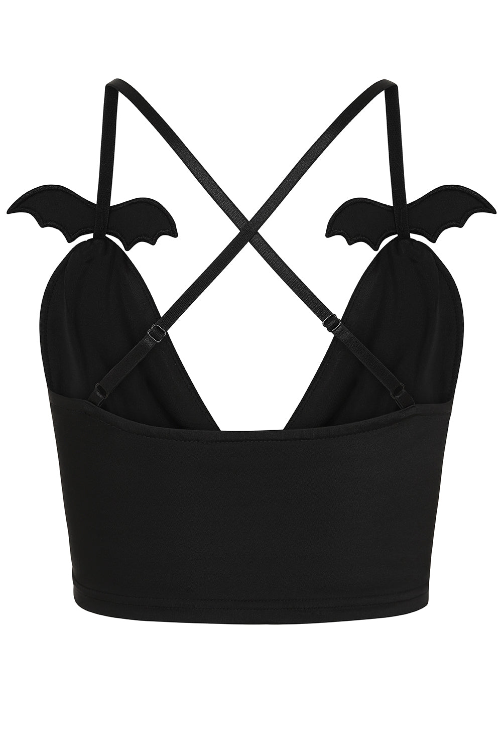 Banned Black Melantha Crop Top with Bat Wings Detail