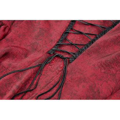 Dark in Love Vampiretta Red Distressed Effect Frilly Blouse