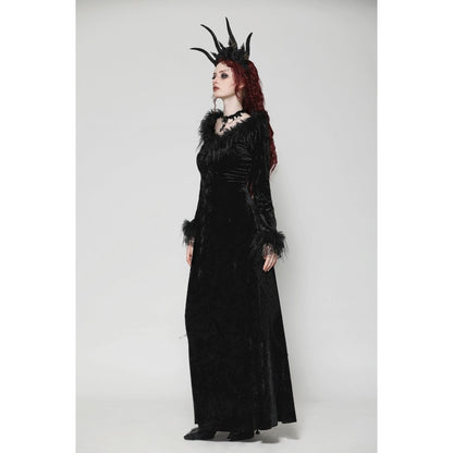 Dark in Love Claribelle Gothic Black Velvet Maxi Dress