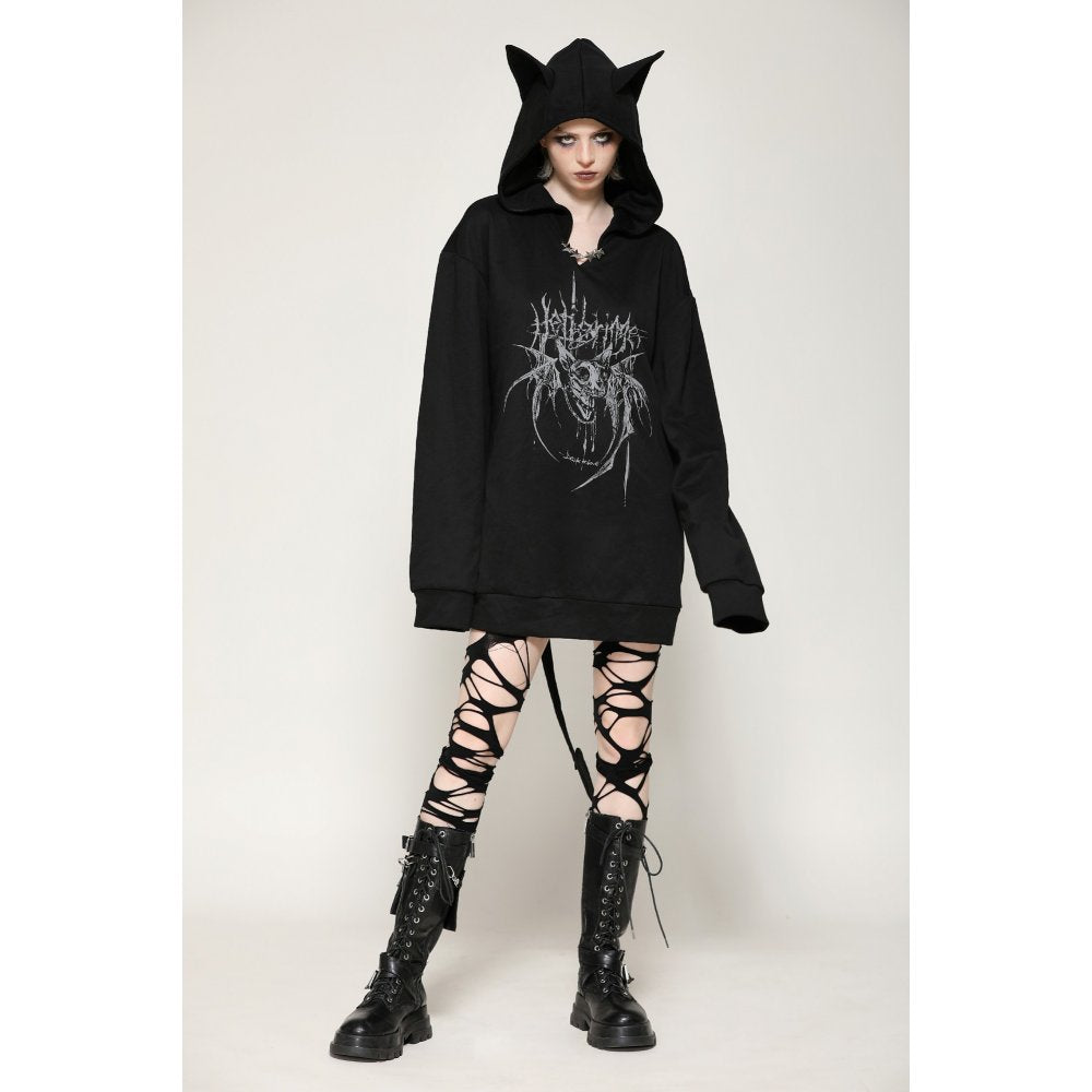 Dark in Love Hellbringer Oversized Hoodie with Tail and Bat Ears