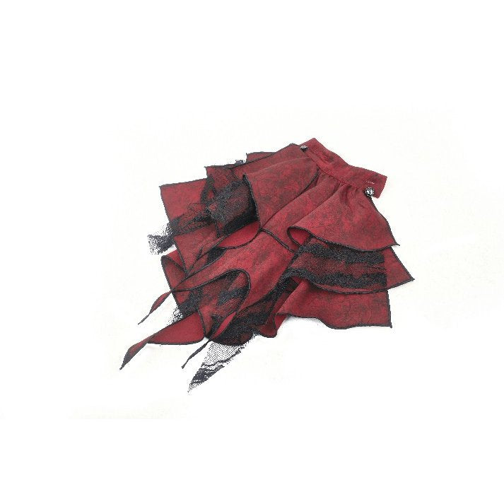 Dark in Love Vampiretta Red Distressed Effect Frilly Blouse