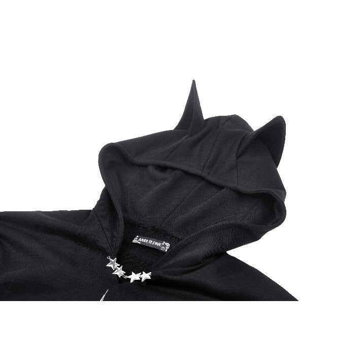 Plain black hoodie with cat ears on sale