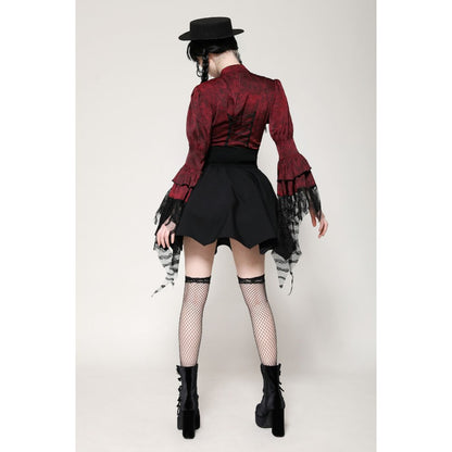 Dark in Love Vampiretta Red Distressed Effect Frilly Blouse