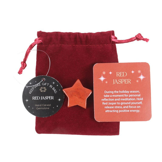 Gothic Gifts Red Jasper Crystal Star in a Bag