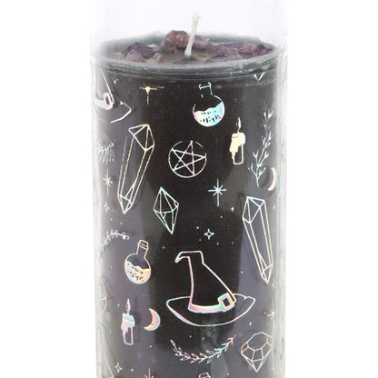 Crystal Witch Jasmine Tube Candle with Amethyst Chips