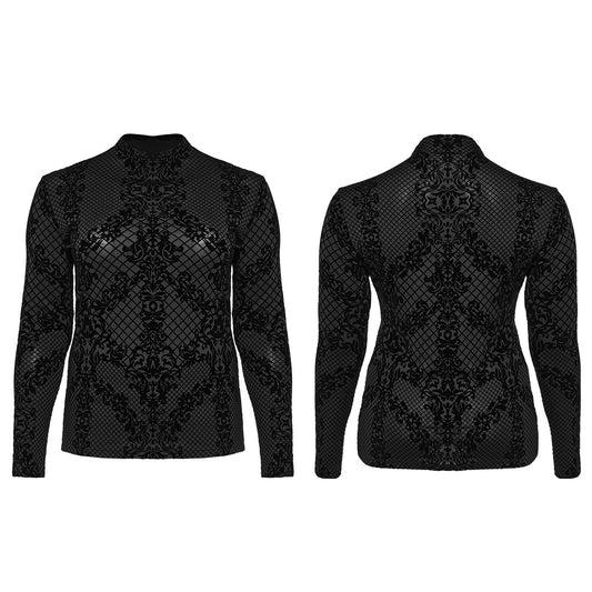 Punk Rave Evonne Gothic Flocked Long Sleeve Top