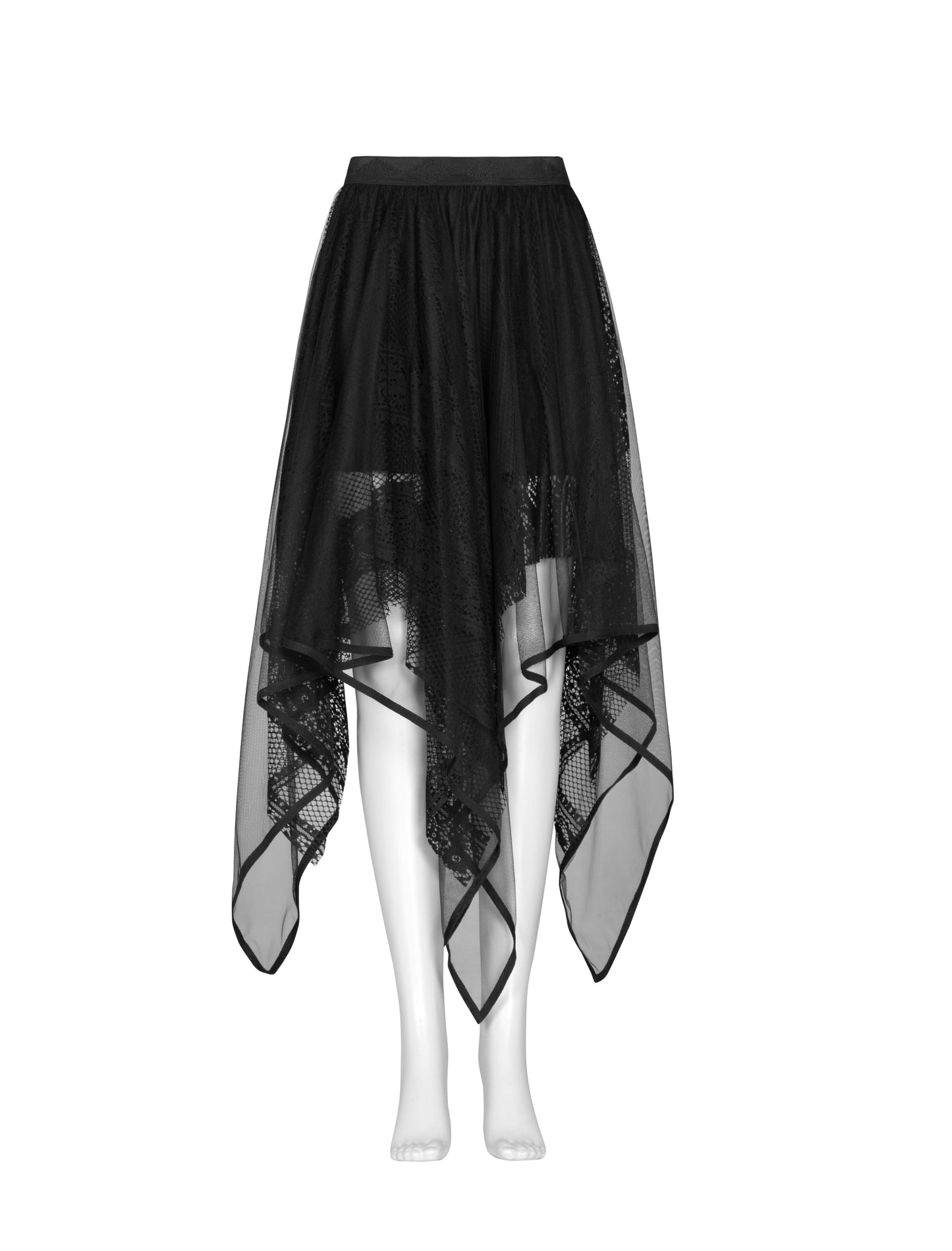 Punk Rave Caitlyn Mesh and Lace Layers Handkerchief Skirt