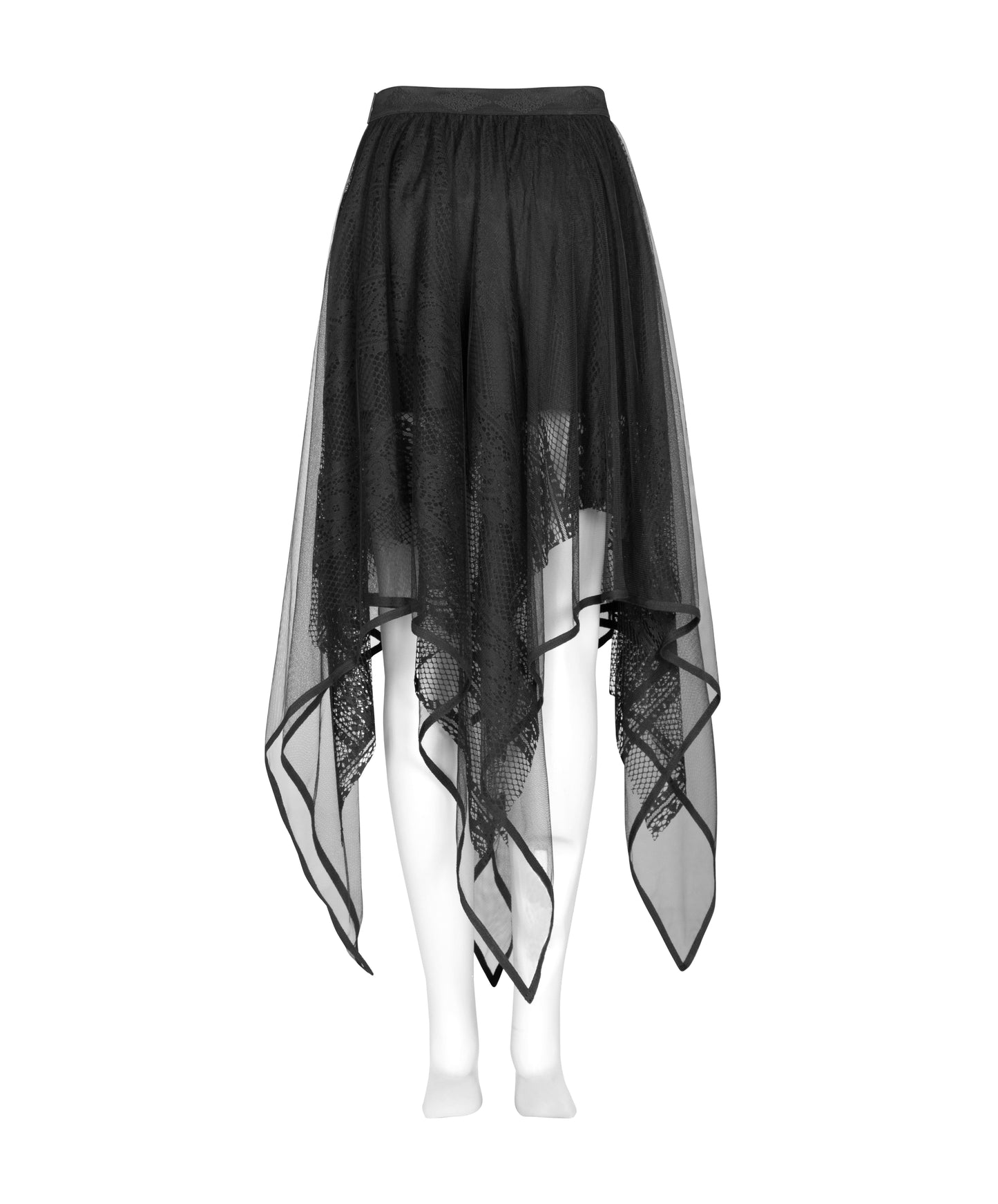 Punk Rave Caitlyn Mesh and Lace Layers Handkerchief Skirt