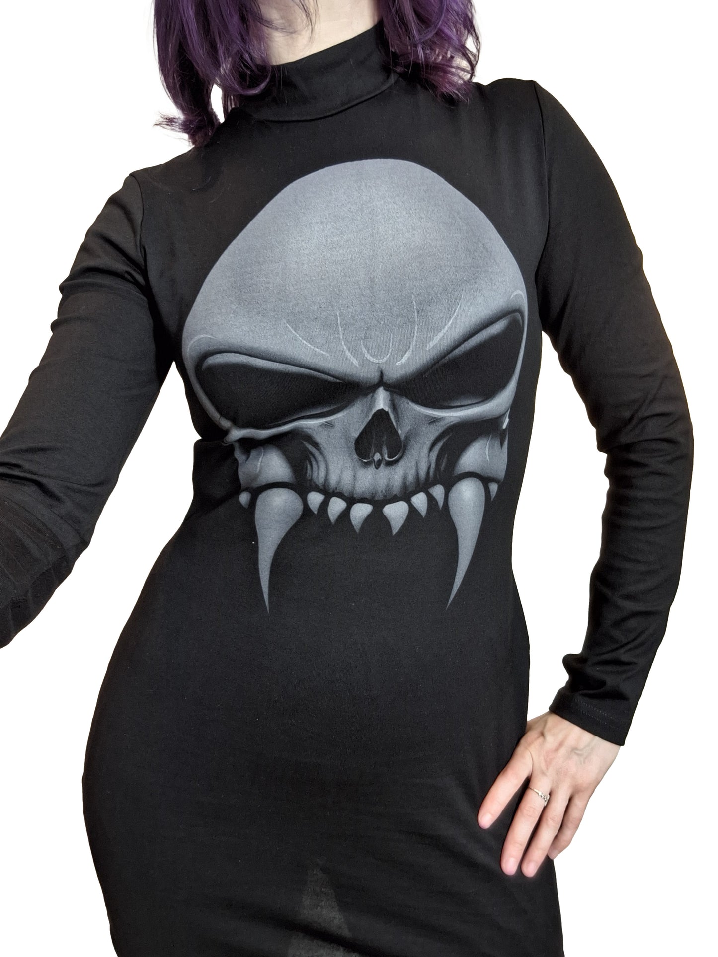 Necessary Evil Athena Vampire Skull Print Mini Dress - Kate's Clothing