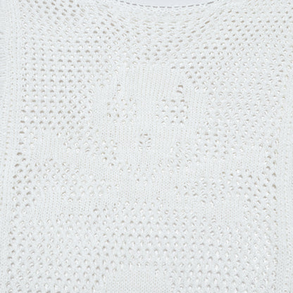 Punk Rave Teuta Skull and Crossed Bones Knitted Mesh Dress in White