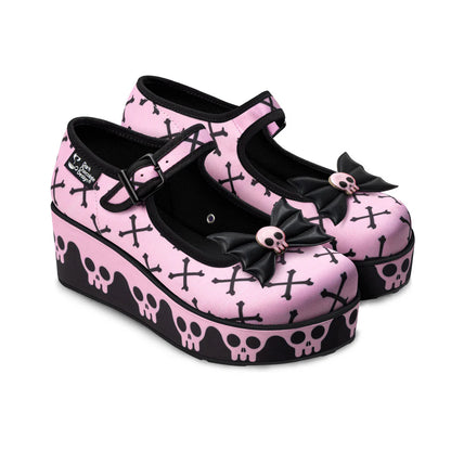 Chocolaticas® Pink Bones Women's Mary Jane Platform Shoes