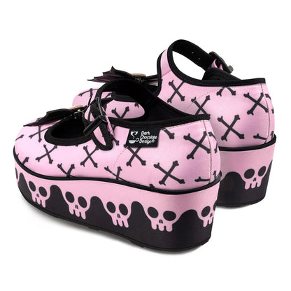 Chocolaticas® Pink Bones Women's Mary Jane Platform Shoes