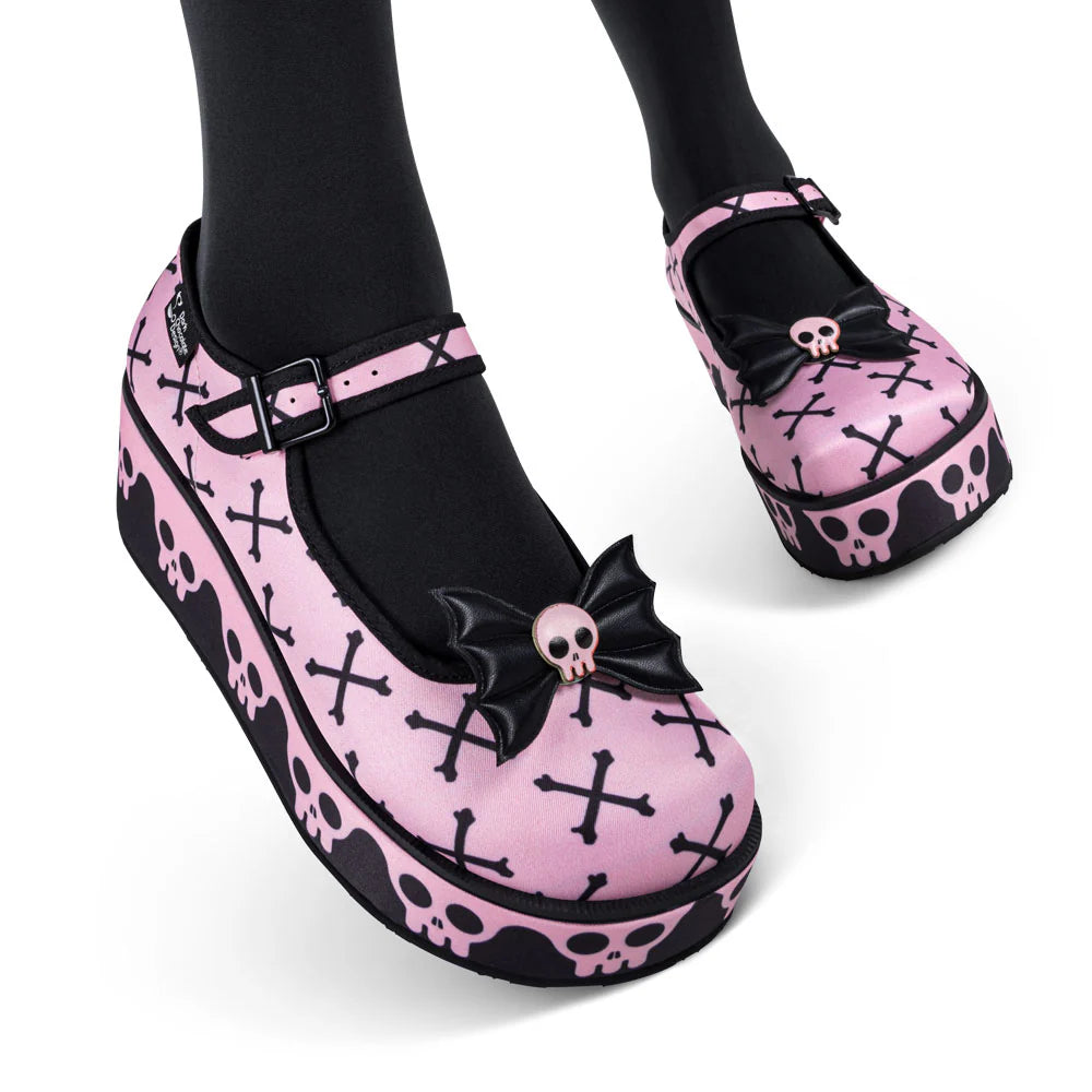 Chocolaticas® Pink Bones Women's Mary Jane Platform Shoes