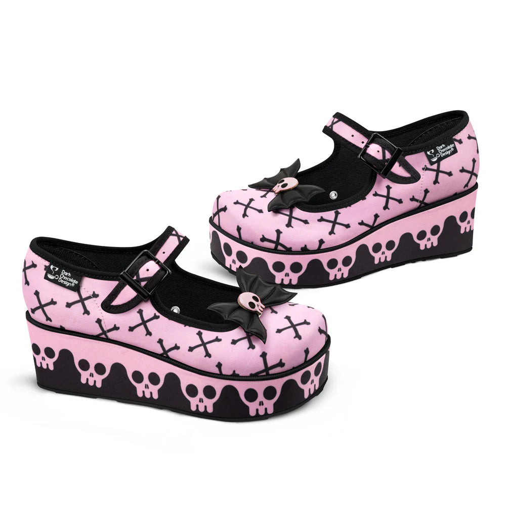 Chocolaticas® Pink Bones Women's Mary Jane Platform Shoes