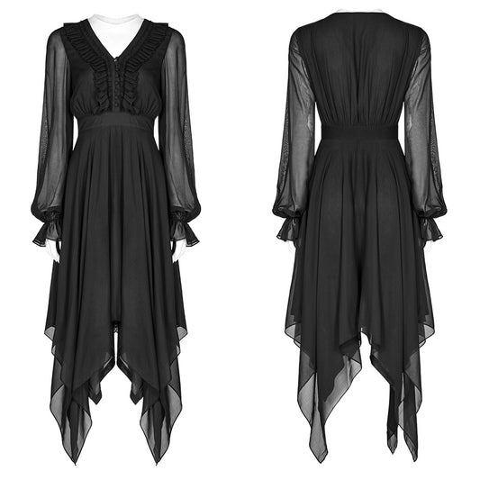 Punk Rave Angelina Chiffon Long Sleeve Handkerchief Dress