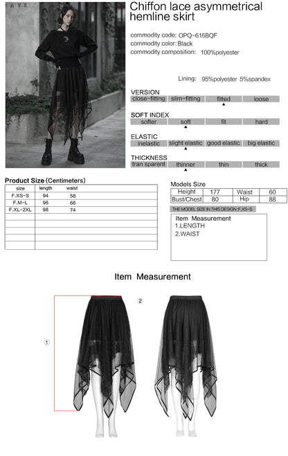 Punk Rave Caitlyn Mesh and Lace Layers Handkerchief Skirt