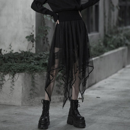 Punk Rave Caitlyn Mesh and Lace Layers Handkerchief Skirt