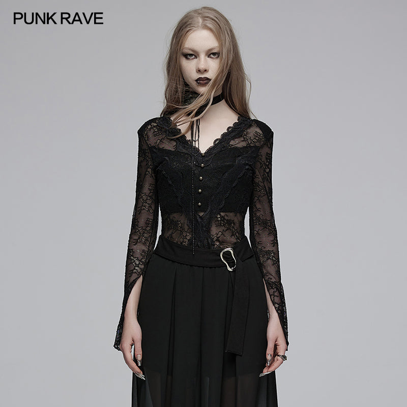 Punk Rave Pyper Lace Top - Kate's Clothing