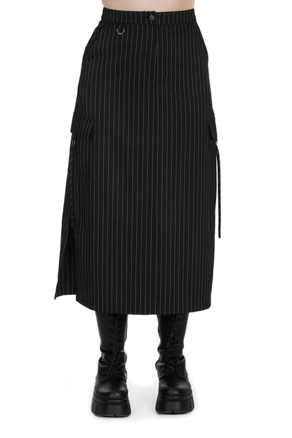 Banned Apparel Tripping Pinstripe Midi Skirt