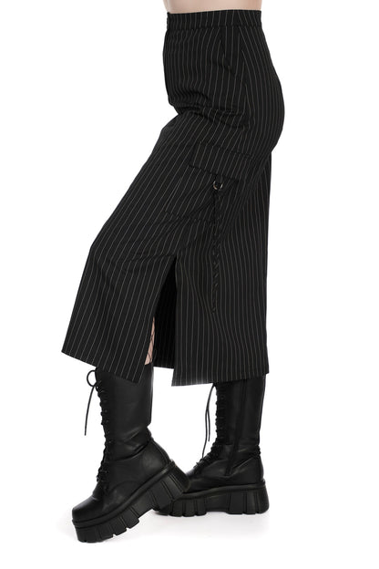 Banned Apparel Tripping Pinstripe Midi Skirt