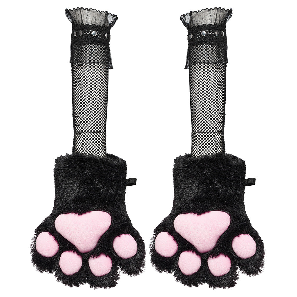 Punk Rave Babette Plush Cat Paw Mittens