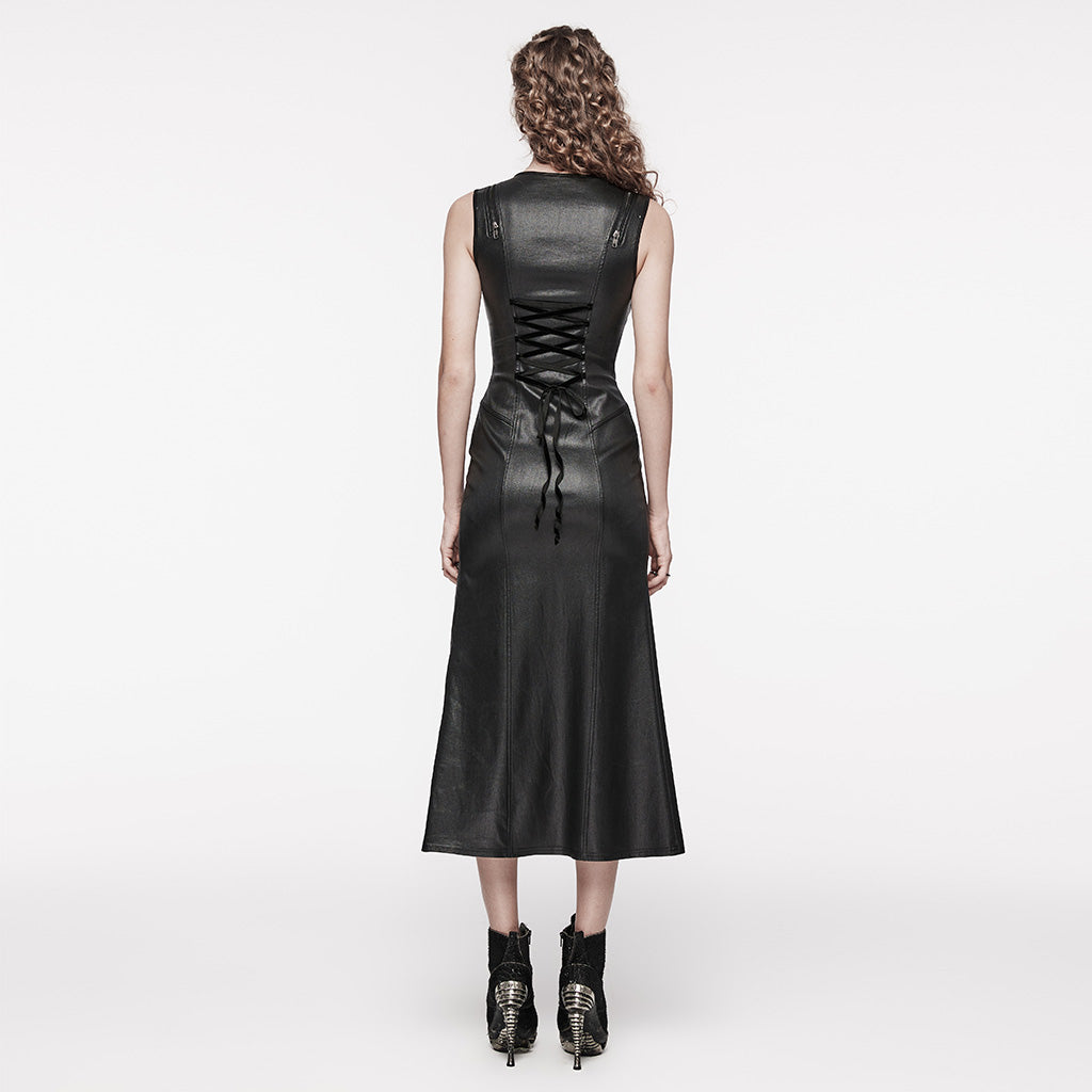 Punk Rave Calista Faux Leather Maxi Dress