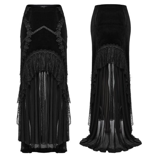 Punk Rave Minerva Black Velvet Fishtail Skirt