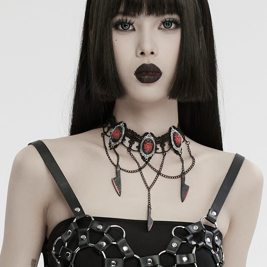 Punk Rave Anat Choker with Cameos and Cleavers