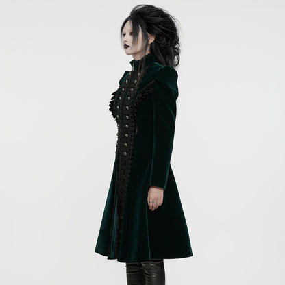 Punk Rave Aviara Dark Green Velvet Coat