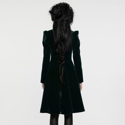 Punk Rave Aviara Dark Green Velvet Coat