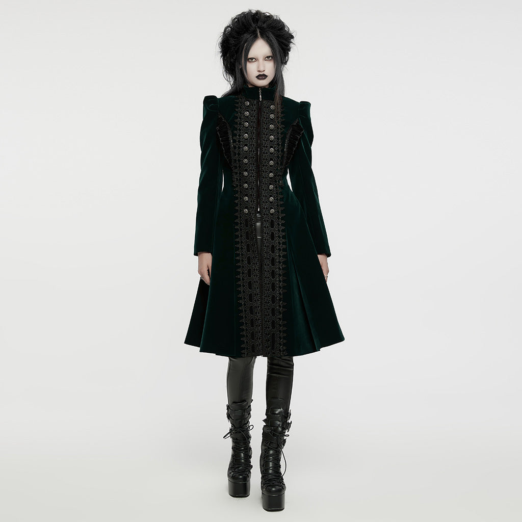 Punk Rave Aviara Dark Green Velvet Coat