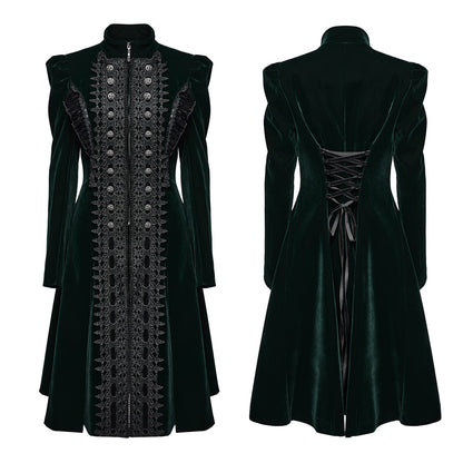 Punk Rave Aviara Dark Green Velvet Coat