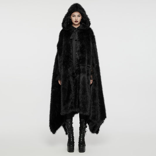 Punk Rave Izya Faux Fur Cloak in Black