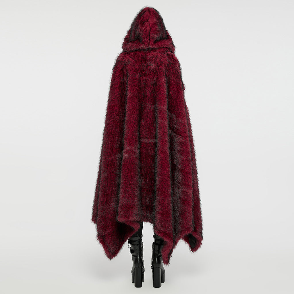 Punk Rave Izya Faux Fur Cloak in Red