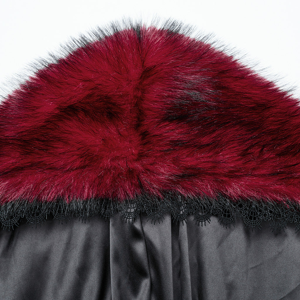 Punk Rave Izya Faux Fur Cloak in Red