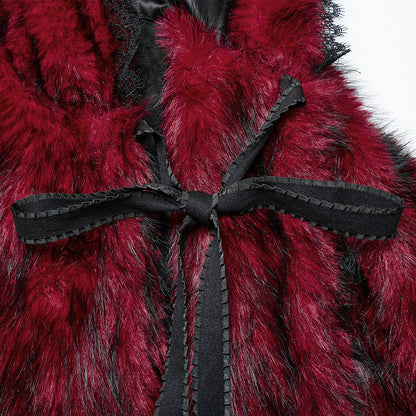 Punk Rave Izya Faux Fur Cloak in Red