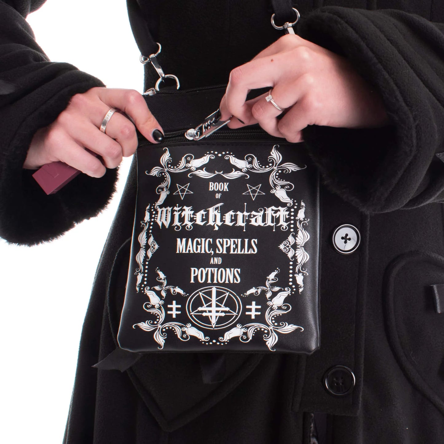 Heartless Witchcraft Shoulder Bag with Razor Blade Zip Pulls