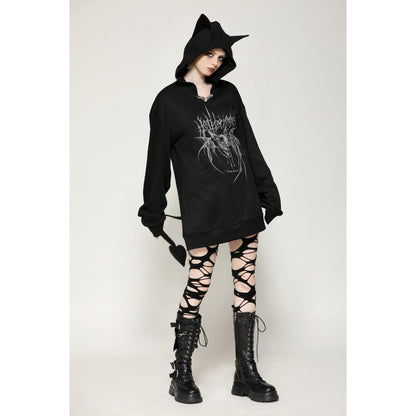 Dark in Love Hellbringer Oversized Hoodie with Tail and Bat Ears