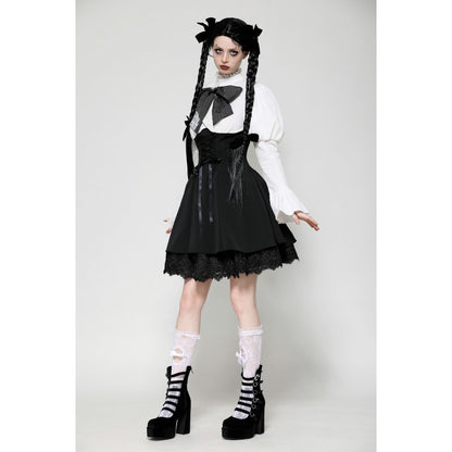 Dark in Love Aella Frozen Shoulder Effect Black and White Dress