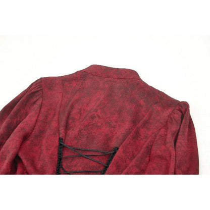 Dark in Love Vampiretta Red Distressed Effect Frilly Blouse