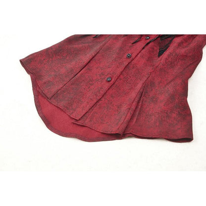 Dark in Love Vampiretta Red Distressed Effect Frilly Blouse