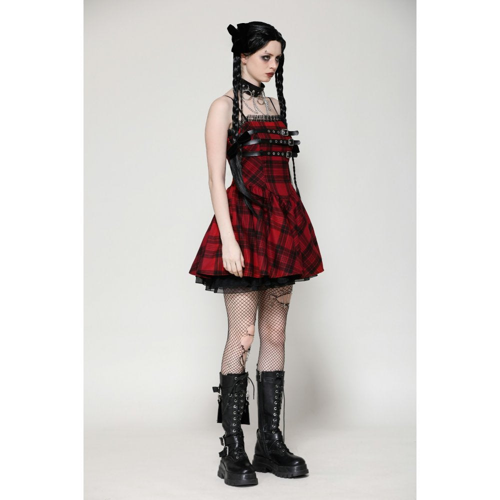 Dark in Love Evelyn Black and Red Tartan Mini Dress