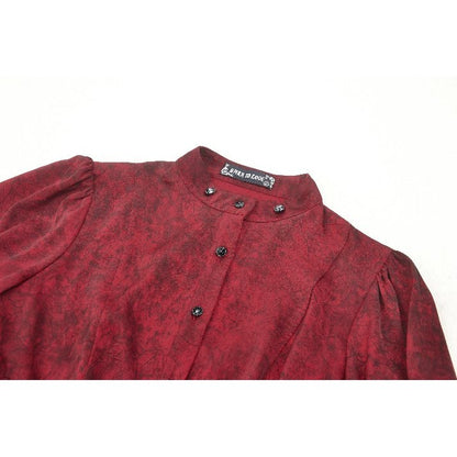 Dark in Love Vampiretta Red Distressed Effect Frilly Blouse