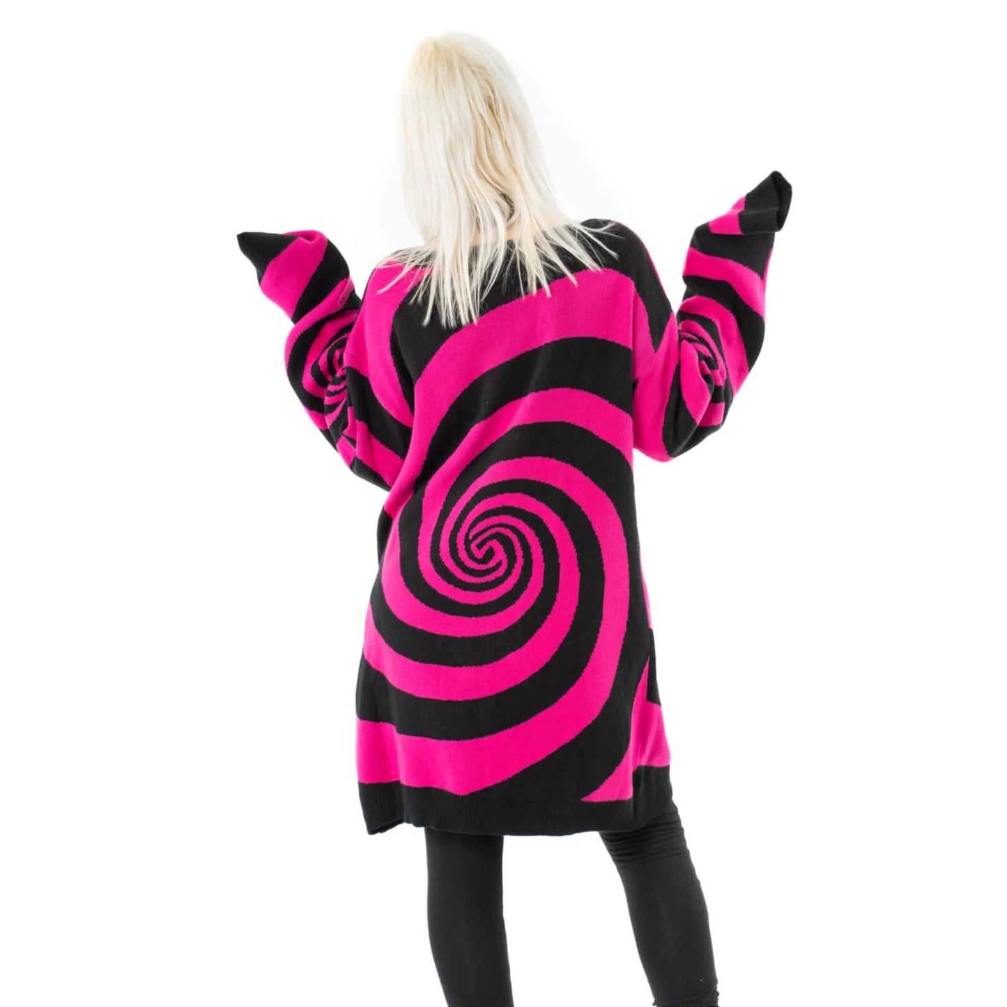 Vixxsin Black and Hot Pink Hypno Cardigan