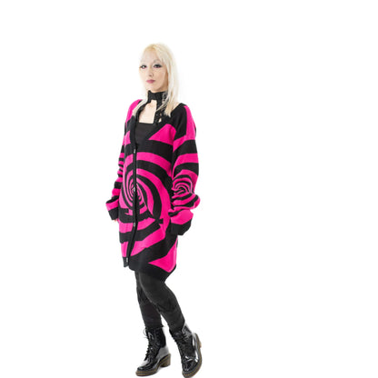 Vixxsin Black and Hot Pink Hypno Cardigan