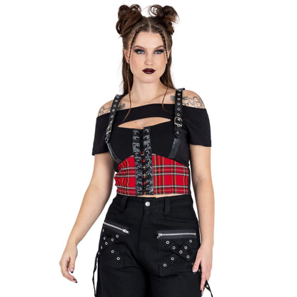 Vixxsin Black and Red Tartan Khloe Top