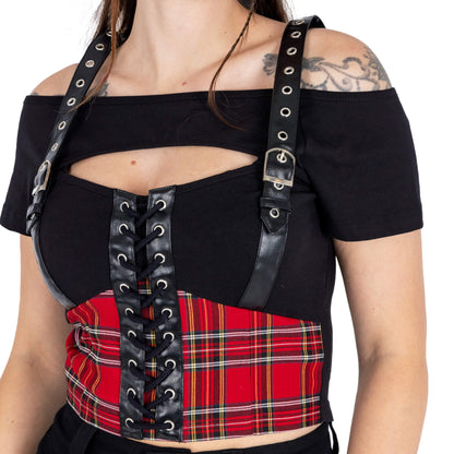 Vixxsin Black and Red Tartan Khloe Top